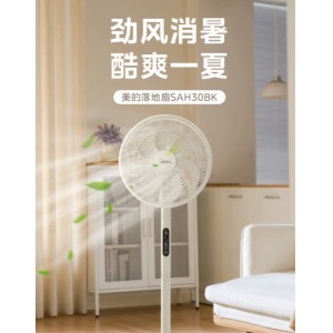 美的（Midea）【劲风酷爽】七叶轻音柔风电风扇家用遥控落地扇台式桌面小型风扇大风力节能立式摇头电扇 SAH30BK