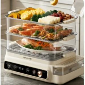 九阳（Joyoung）电蒸锅24L三层大容量家用电蒸锅多功能电蒸箱多层蒸汽锅多用途蒸锅全透明视窗不锈钢蒸片GZ578