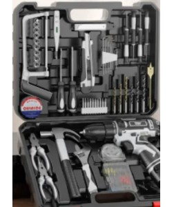 欧莱德（OULAIDE）德国充电电钻家用手电钻工具箱套装维修组合五金工具箱套装螺丝刀 锂电家用升级100件套铨能装单电